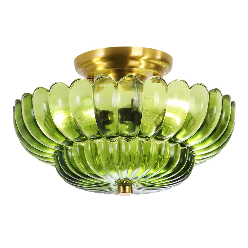 Ceiling Lights Flush Mount Ceiling Light Glass Ceiling Light Gold Base Modern Light Fixture for Hallway Living Room Kitchen Bedroom 3 Bulbs