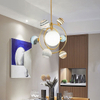 3D Planet Chandelier 7-Light Glass Pendant Lighting Gold Modern Round Hanging Lamp Fixtures with Colorful Glass Globe Shade Nordic Hanging Light