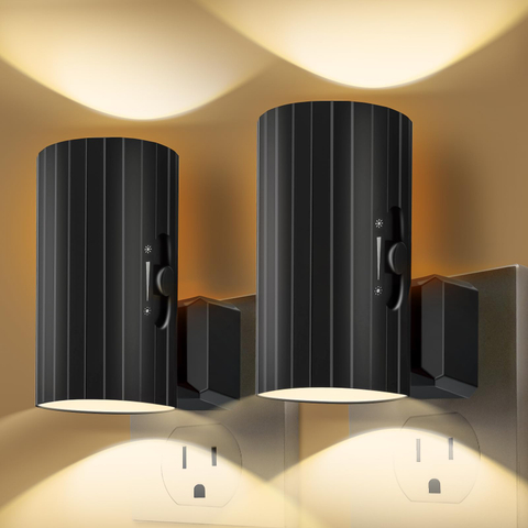 Night Lights Plug into Wall, LED Plug in Night Light, Dusk to Dawn Light Sensor, 0-100LM Adjustable Brightness Wall Light, Dimmable Night Lights for Hallway Bedroom Stairway