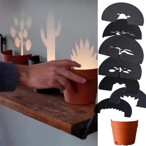  Light Projections Plant Pot Black Hole Projection Lamp with 7 Plant Accessories LED Glowing Potted Home Decor