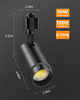 3-Color Zoomable LED Track Lighting Heads H Type Track Light Heads Dimmable Bright Ceiling Spotlight Fixtures, 3000K 4000K 5000K Adjustable, CRI90+ 15°-60° 1000lm