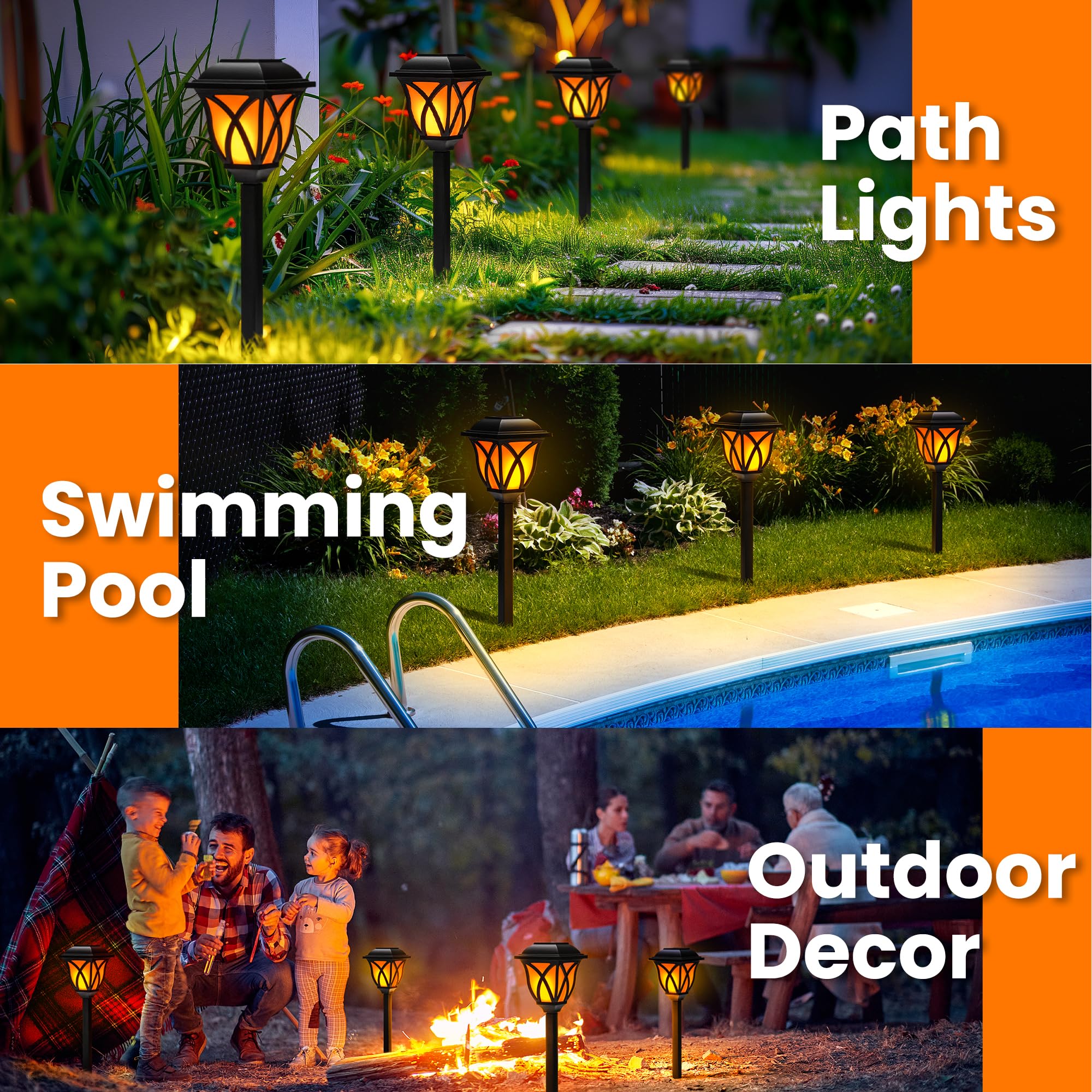 Solar Lights Outdoor Garden Decor Solar Torch Lights Solar Lights Outdoor Waterproof Flickering Flame LED Lights Outdoor Decor for Porch, Garden, Camp, Path, Yard, Patio, Balcony 