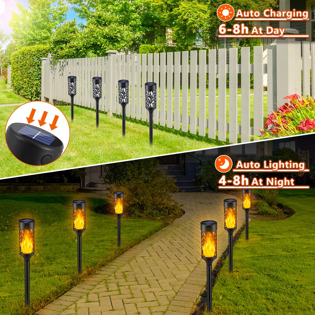 Solar Lights Outdoor Waterproof, Solar Tiki Torches with Flickering Flame, Solar Lights for Outside Decor, Solar Powered Outdoor Lights for Yard, LED Solar Garden Lights for Pathway Garden Decor Visit