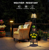 45.5'' Solar Lights with 2 Tier Plant Stand, Metal Solar Floor Lamps, Solar Powered Outdoor Waterproof Lights Flower Shelf for Patio Deck Yard Garden Porch Decor 