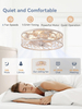Caged Ceiling Fans with Lights, Farmhouse Flush Mount Ceiling Fan with Remote, Low Profile Ceiling Fan Light Fixture for Bedroom, Kitchen, Dining Room