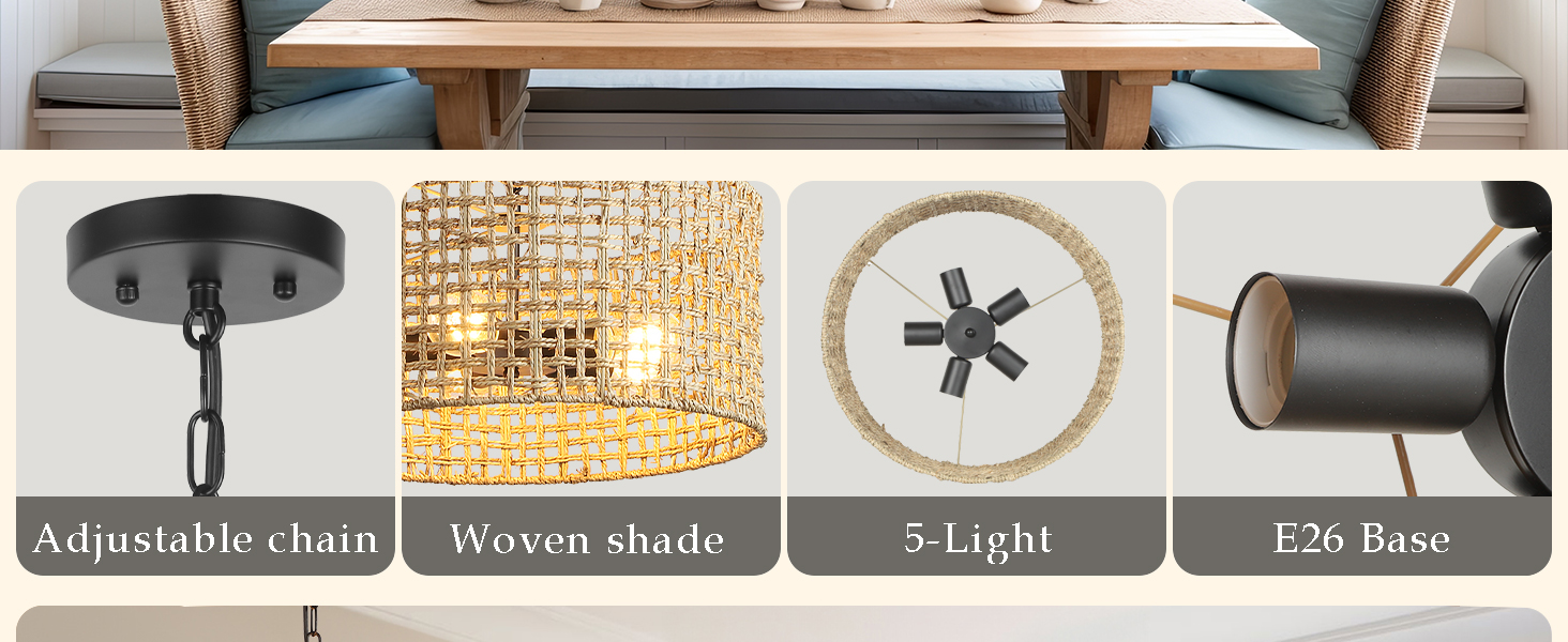 Rattan Dining Room Light fixtures (2)