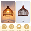 Rattan Pendant Light Kitchen Island, 15.8" Boho Dining Room Light Fixture Hand-Woven Wicker Chandelier Farmhouse Weaving Lighting Coastal Ceiling Hanging Lights for Living Room Restaurant 