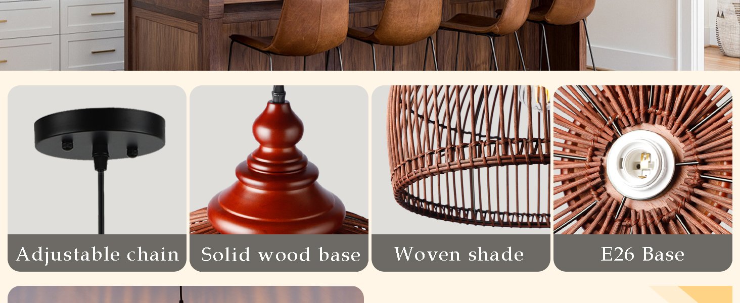 Rattan Pendant Light Kitchen Island (2)