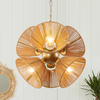 6-Light Rattan Chandelier 18.5 in Boho Light Fixture Hand Woven Country Wicker Chandelier for Dining Room, Living Room, Hallway, Kitchen 