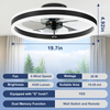 Low Profile Ceiling Fans with Lights and Remote, Flush Mount Ceiling Fans with Light, 3000K-6500K Dimmable Fandelier LED Fan Light, White Bladeless Ceiling Fans with Lights for Bedroom 