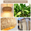 Hand-Woven Boho Pendant Light, 17.7" 5-Light Bohemian Rattan Lighting Fixture Natural Weaving Hanging Ceiling Light Coastal Wicker Chandelier for Kitchen Island Living Dining Room Restaurants 