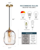 Pendant Lights Kitchen Island Modern Clear Glass Organic Globe Gold Kit Ceiling Hanging Light Fixtures Bar Counter Porch Patio Over Sink Dining RoomTable 7.6 Inch Height 
