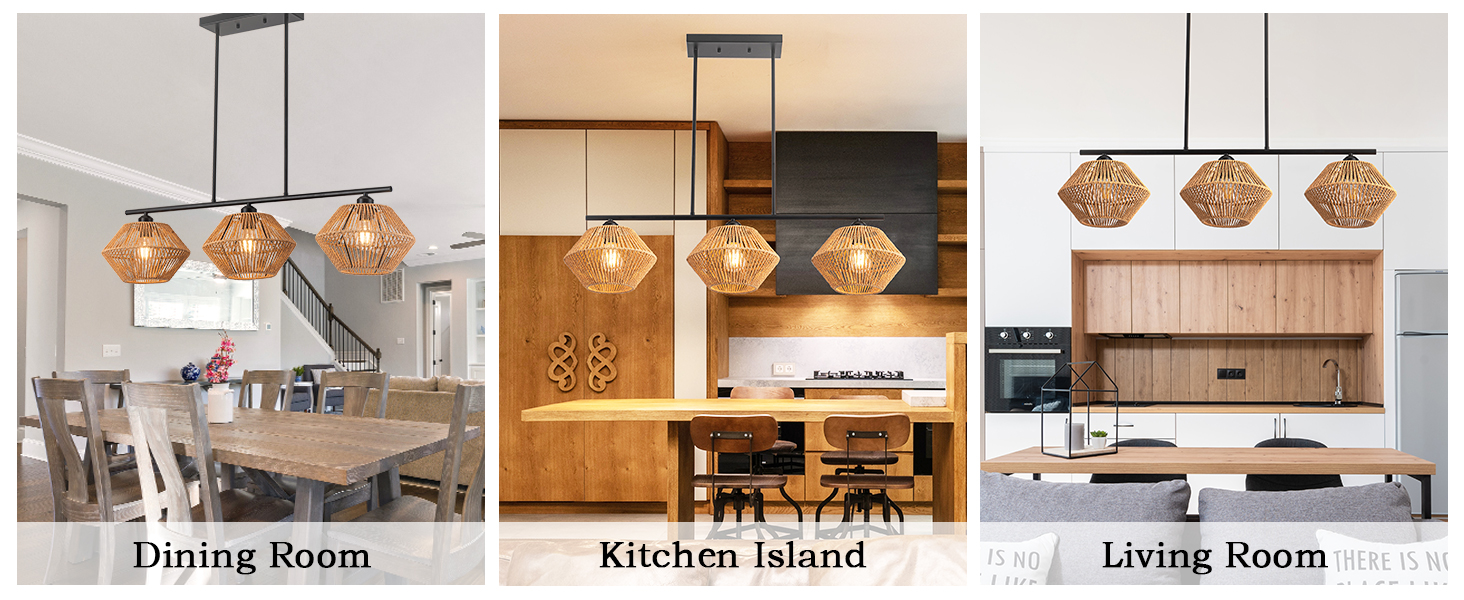 3-Light Rattan Chandeliers for Dining Room (6)