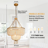 6-Light 20 Inch Boho Light Fixtures Ceiling Natural Wood Beaded Chandelier Boho Light Fixture Bohemia Wood Beaded Chandelier for Kitchen Island Living Room 