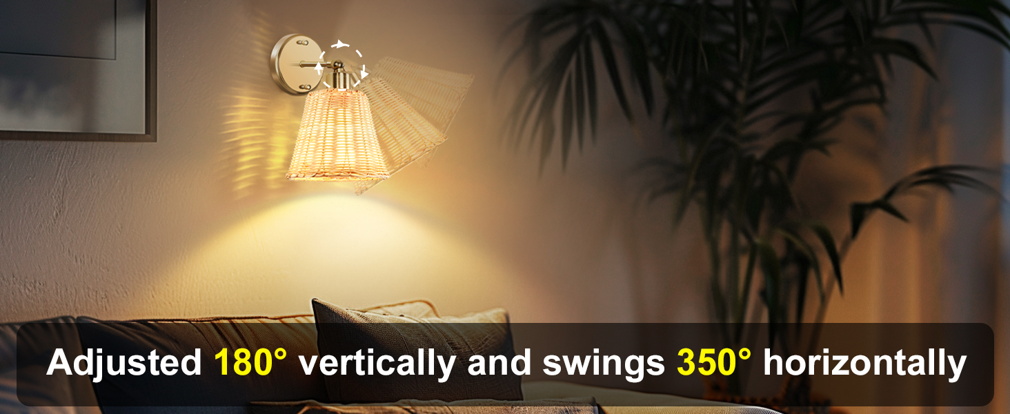 Rattan Rechargeable Battery Operated Wall Sconces Set (3)
