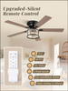 56 Inch Farmhouse Chandelier Ceiling Fan with Remote Control, Black Indoor Crystal Ceiling Fan with 6-Speeds, Quiet Reversible DC Motor, Flush Mount Ceiling Fan with Lights for Bedroom, Living Room 