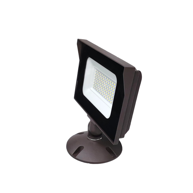 LED black floodlight with base, 5-year warranty, DOB photoelectric sensor