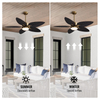  52" Tropical Ceiling Fans with Lights, Indoor Outdoor Black Ceiling Fan with Remote/APP Control, Flush Mount 5 Palm Leaf Ceiling Fan Light for Bedroom Dining Room Living Room Patios, 6 Speeds Visit t