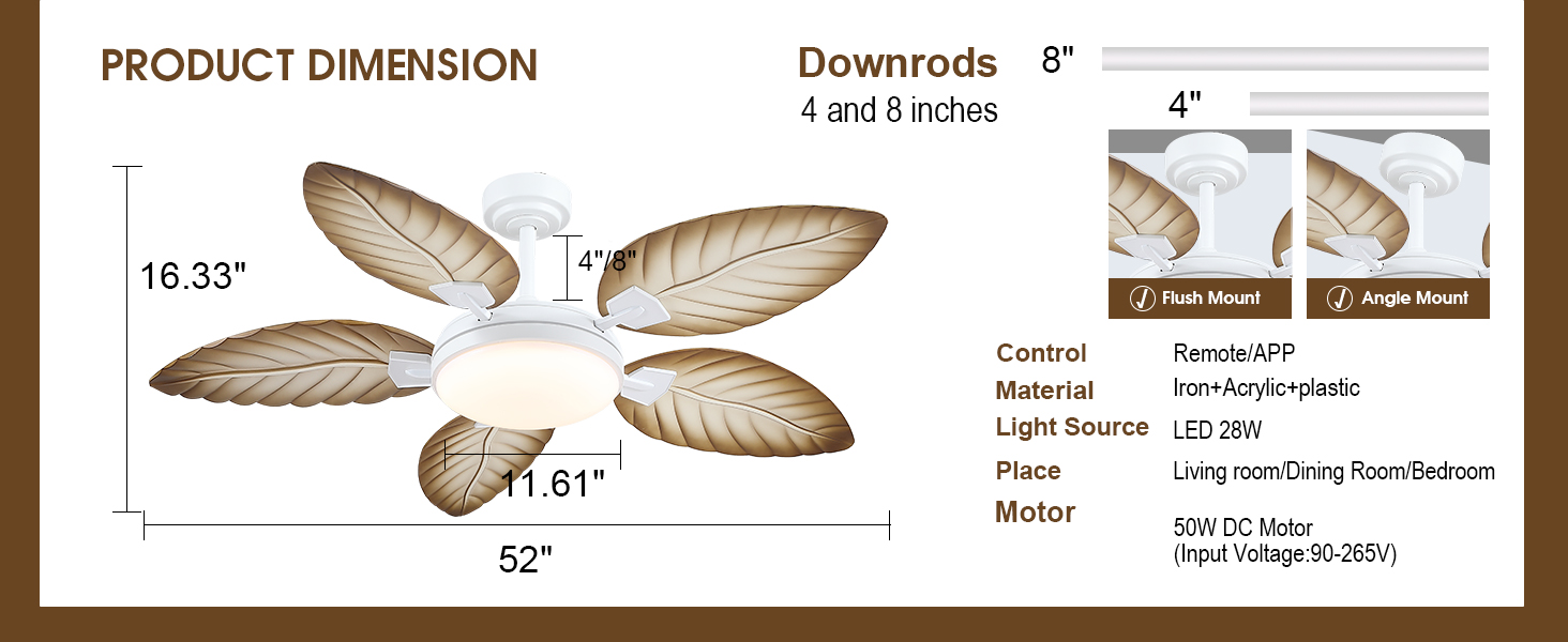 Tropical Ceiling Fans with Lights and Remote (15)