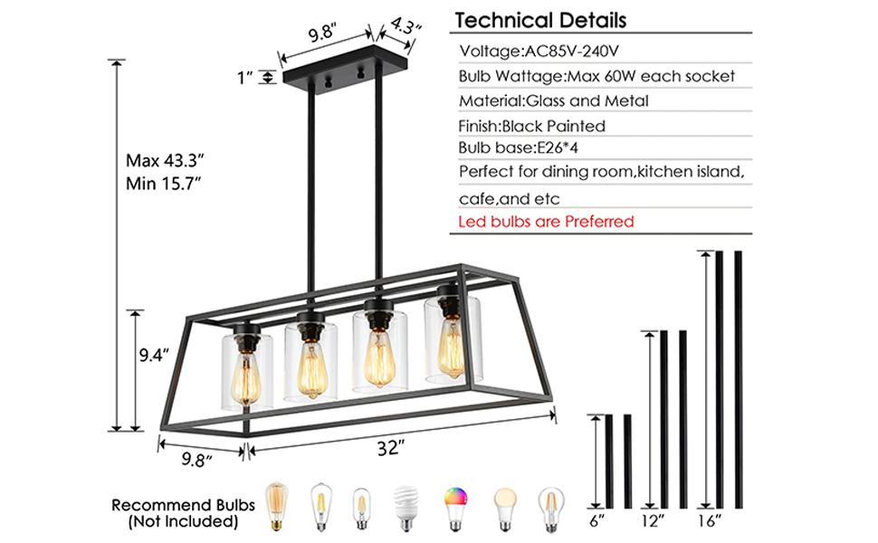 Black Chandeliers for Dining Room (1)