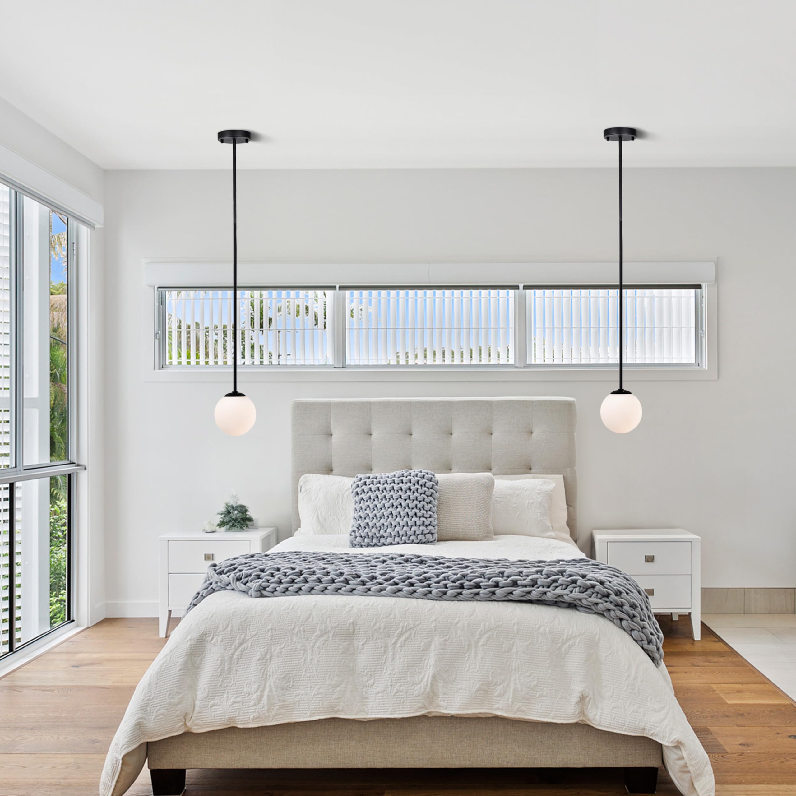 Black Globe Pendant Light Modern Matte Black Pendant Light Fixtures Over Kitchen Island with Frosted Glass Hanging Pendant Light Fixture 
