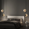 Pendant Light with Amber Glass Lampshade Mid Century Pendant Light Fixture Modern Chandelier for Kitchen Island,Bedroom,Dining Room 