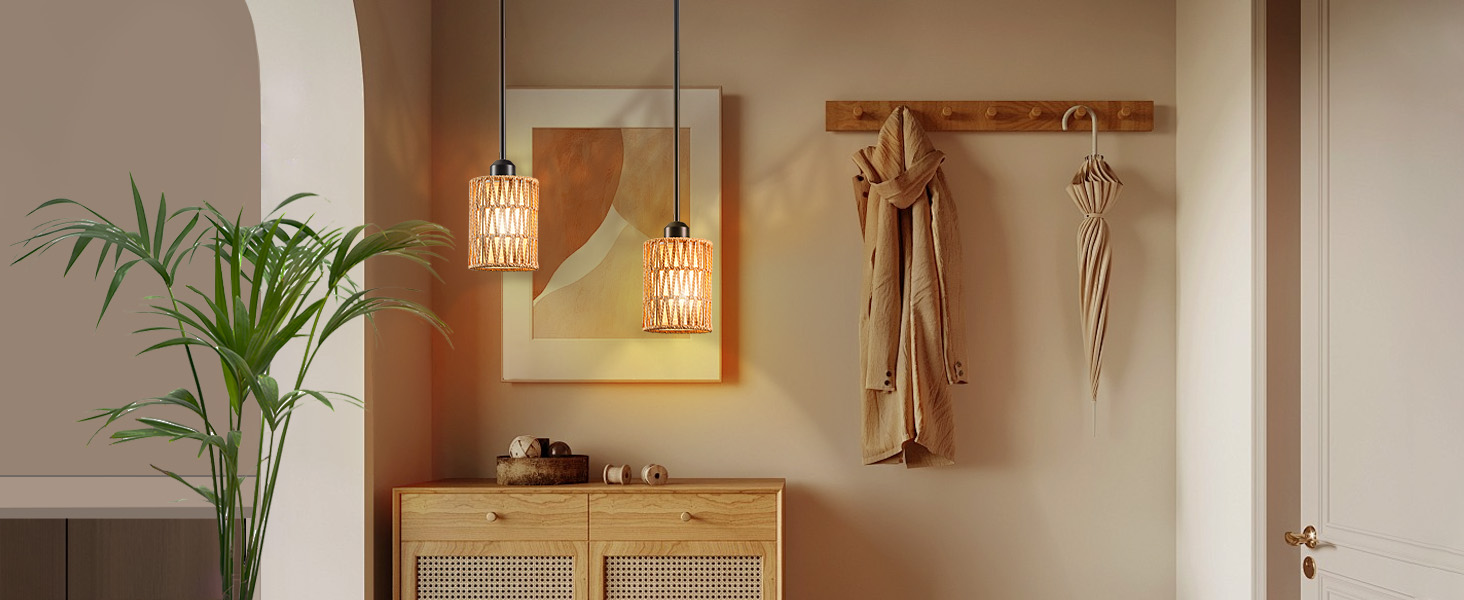 Boho Rattan Pendant Light for Kitchen Island (12)