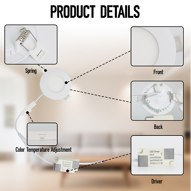 5W 3CCT Round Recessed LED Panel Light with CCT Switch | &Oslash;85mm