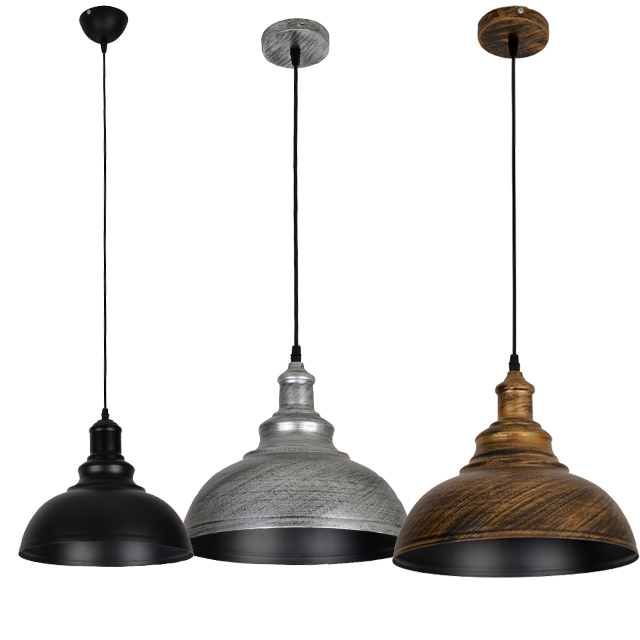 Industrial Lighting Vintage Pendant Lamp E27 Retro Lamp Metal Hanging Lamp for Kitchen Dining Room Living Room Restaurant Ø30cm Black Housing