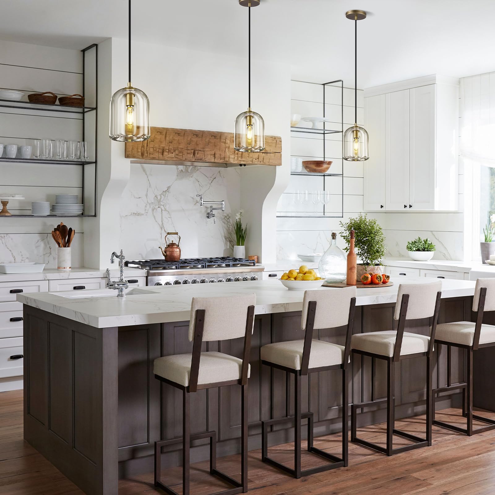 Modern Pendant Lights Kitchen Island,Crystal Pendant Light,Kitchen Pendant Lighting Over Island,Glass Pendant Light Fixtures,Indoor Brass Pendant Lights,E12 Bulb Included