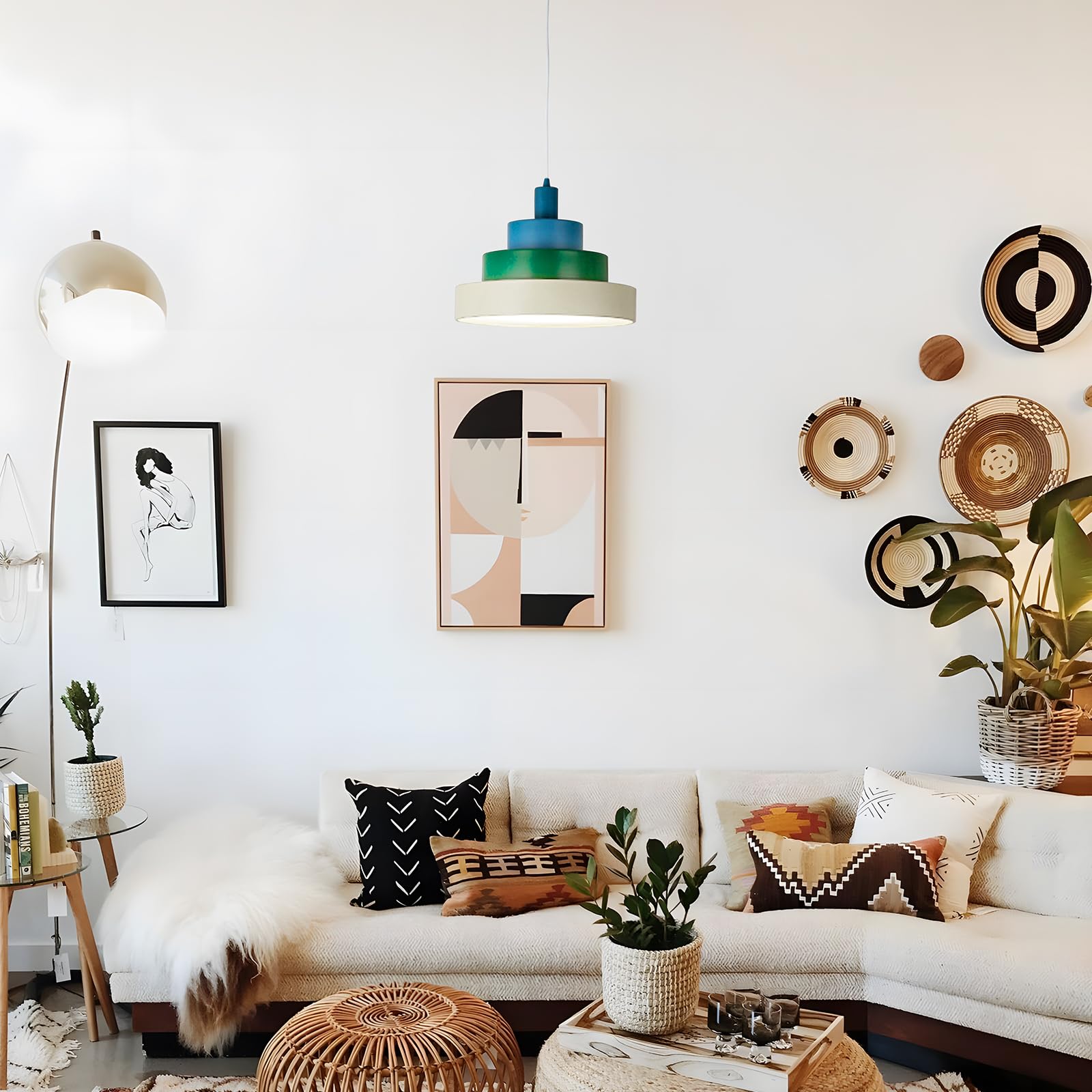 Unique Pyramid Pendant Light Fixtures - LED Technology, Metal Acrylic Shade, Adjustable Height - Versatile Hanging Lights for Bedrooms, Kids Rooms, Living Rooms & Dining Areas 