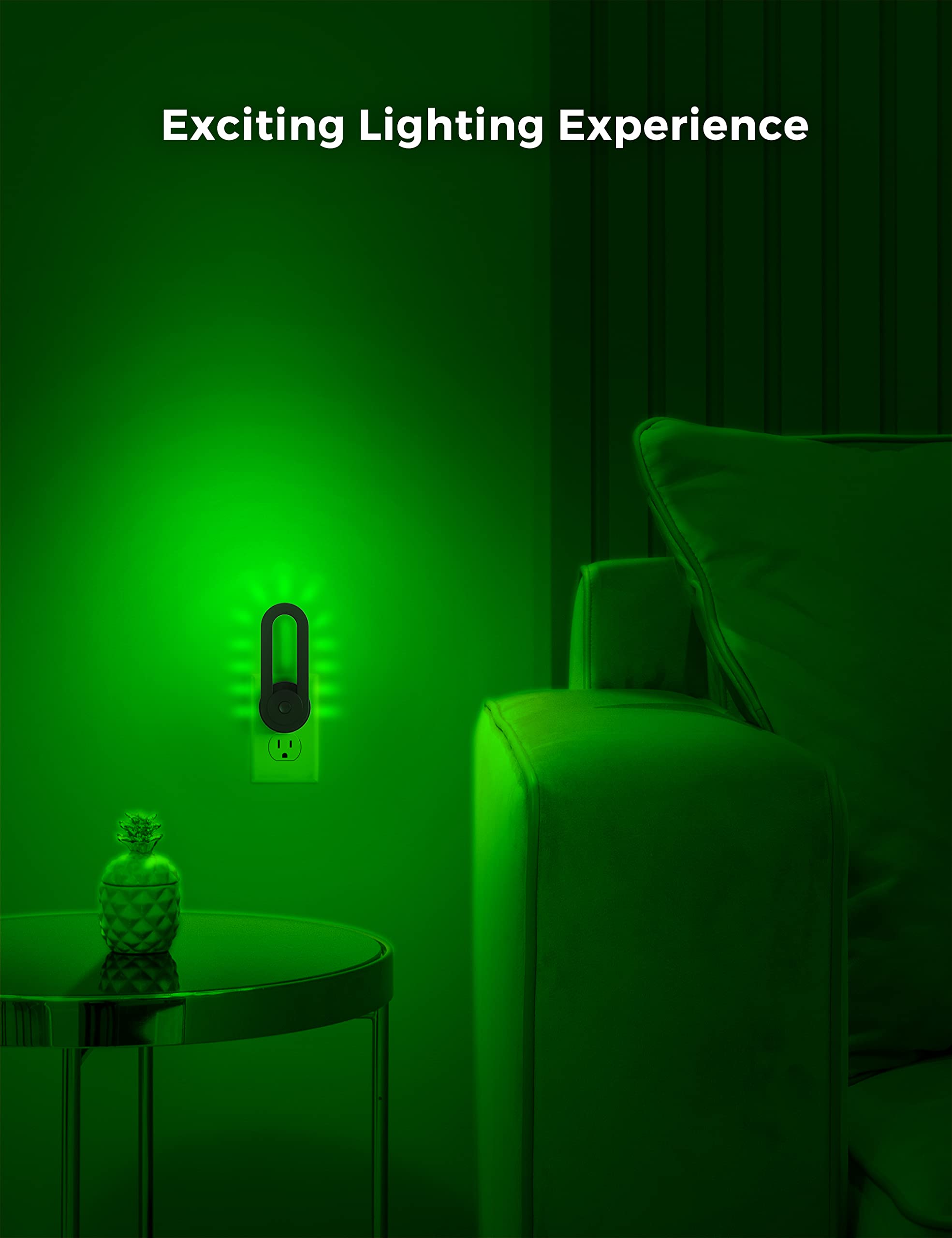 Kids Night Light Plug into Wall, Color Changing , 7 Solid Colors + RGB Color Chasing Nightlight, Dusk to Dawn Sensor, Home Decor for Party Hallway Bedroom 