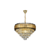 9302 High Quality Electroplated Iron LED Gold Crystal Chandelier With Oxidised Aluminium Outer Frame