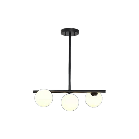 Milky Glass Black LED Round Modern Pendant Lamp E27 Lamp Head 3 Bulbs
