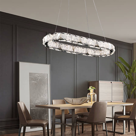 730*310Mm28+28W Two-Colour Light Source Stainless Steel + Crystal Nordic Ceiling Lighting Chandelier For Living Room Interior Ceilings