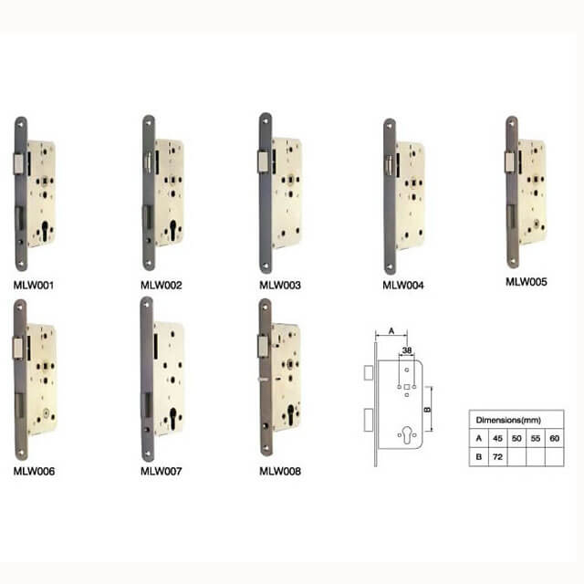 7260 lock body in stainless steel with European standard mechanical lock