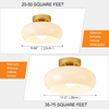  Mid-Century Modern Gold Semi Flush Mount Ceiling Light, Kitchen Ceiling Light Fixture with Glass Shade, Vintage White Close to Ceiling Lamp for Entryway Hallway Bathroom 