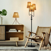 Boho Floor Lamp, 68in. Rattan Floor Lamp with Rattan Shade,3 Light Tree Standing Lamp for Bedroom,Nursery,E26 Socket, Living Room Floor Lamp for Rustic,Beach or Bohemian Decor