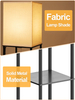 Floor Lamp with Shelves for Living Room, Shelf Floor Lamp with 3 CCT LED Bulb, Corner Display Standing Column Lamp Organizer Tower Nightstand with White Linen Shade for Bedroom, Office 