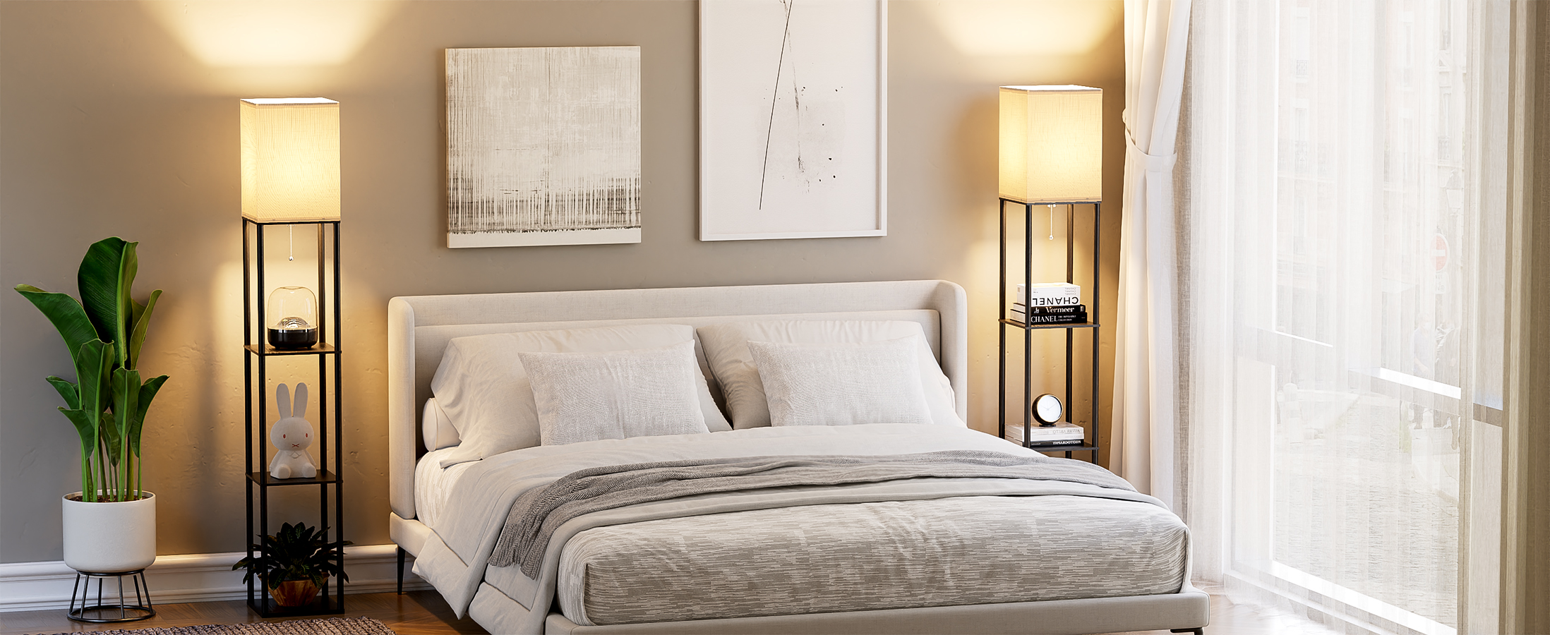 Floor Lamp with Shelves for Living Room (5)