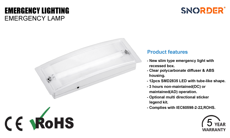 1. CE ROHS wholesale LED white emergency light 0.7W SMD 2835 China-made LED modern emergency light 220-240V