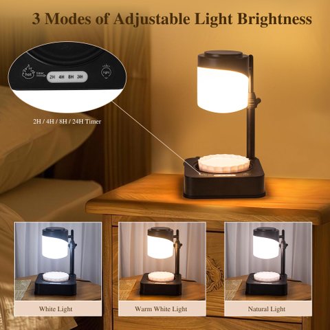 Candle Warmer Lamp with Timer, Dimmable Electric Candle Lamp Warmer Adjustable Height Candle Warmer Lamp, Polyethylene Wax Warmer for Scented Wax 