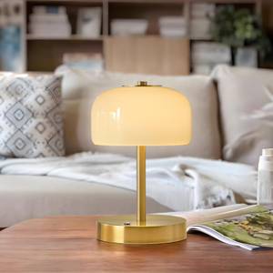 Cordless Table Lamp Rechargeable Battery Operated Mushroom lamp Opal Glass Shade 3 Way Dimmable LED Touch Outdoor Lamp for Camping Bedroom Dining Living Room Beside Patio Restaurant,Black 