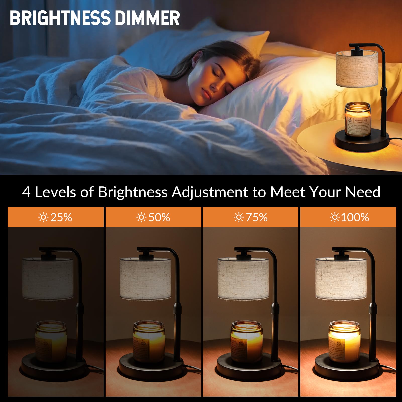 Candle Warmer Lamp with Timer, Dimmable Candle Wax Warmer with 2 Light Bulbs, Height Adjustable Electric Candle Lamp for All Size Scented Candles, Home Room Decor, Gifts for Women Mom 