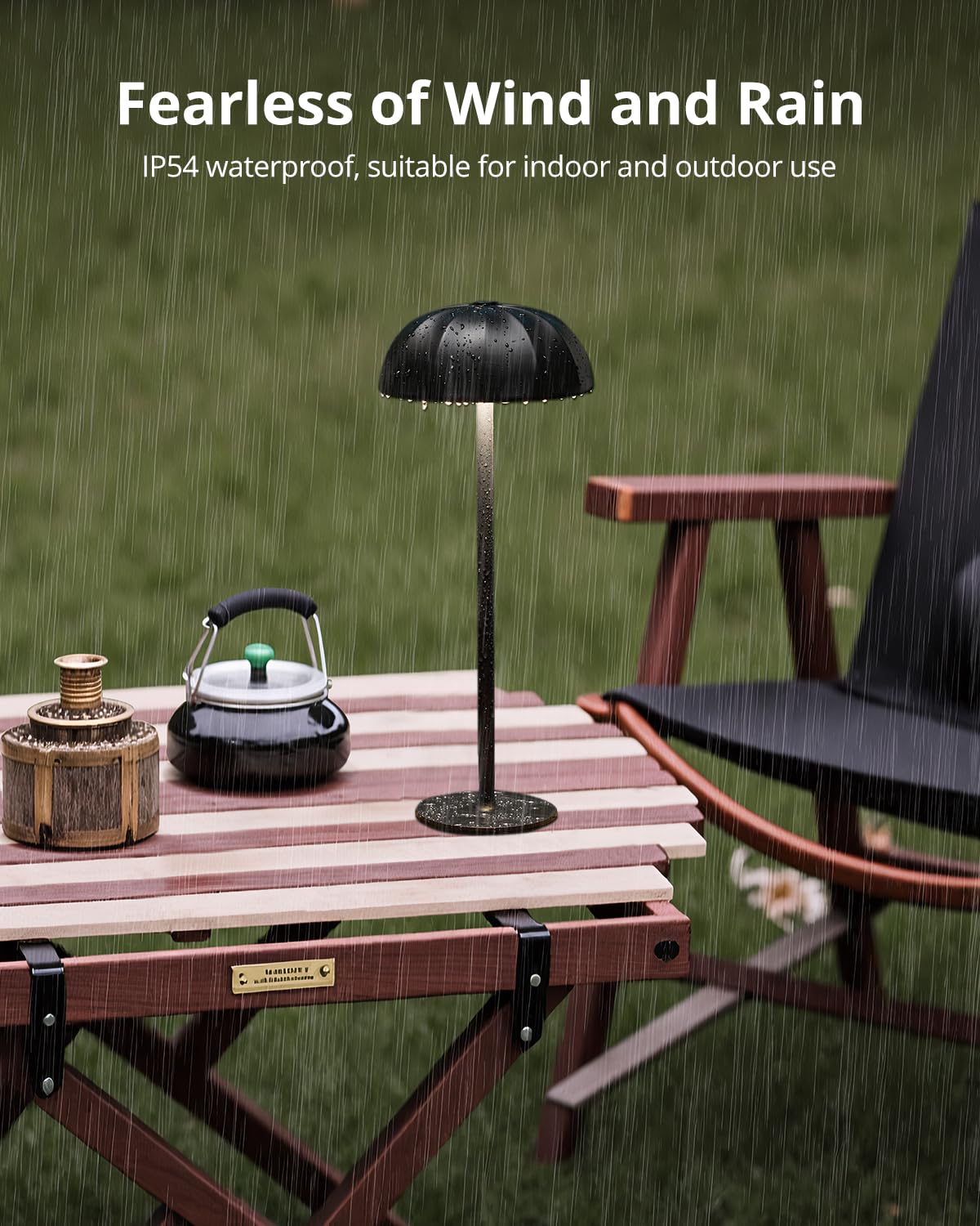 Cordless Table Lamp, Adjustable Height & 3-Color Dimming, Portable Black Wireless Battery Lamp for Bedroom, Dining or Outdoor