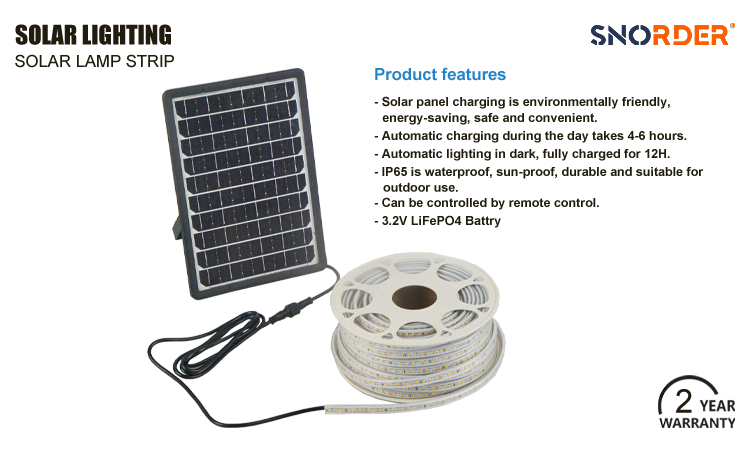 1. 2-year warranty 18W 40W 80W You can choose China-made LED black solar light strip IP65 waterproof and dustproof outdoor ABS material best-selling solar light strip length 5M 10M 20M, lithium iro