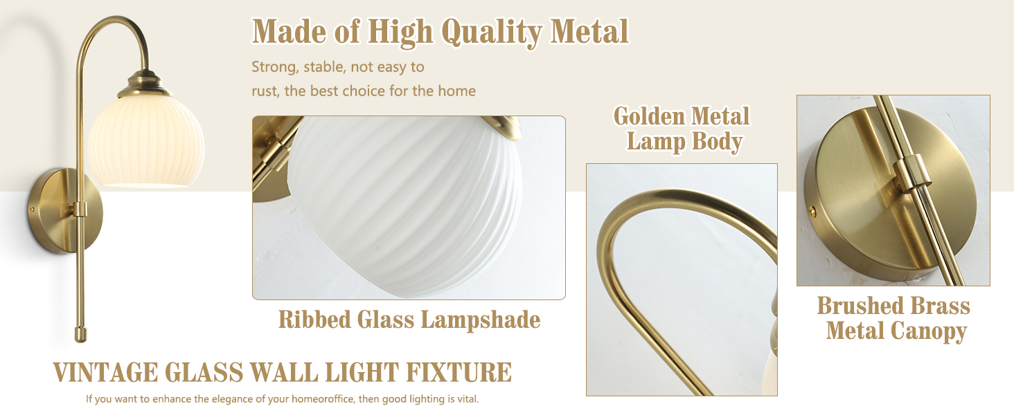 Glass Wall Sconce Mid Century Vintage Wall Lamp (2)