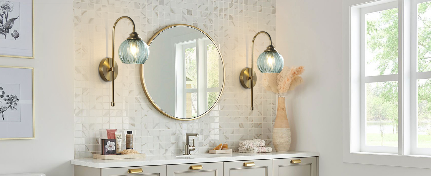 Glass Wall Sconce Mid Century Vintage Wall Lamp (5)