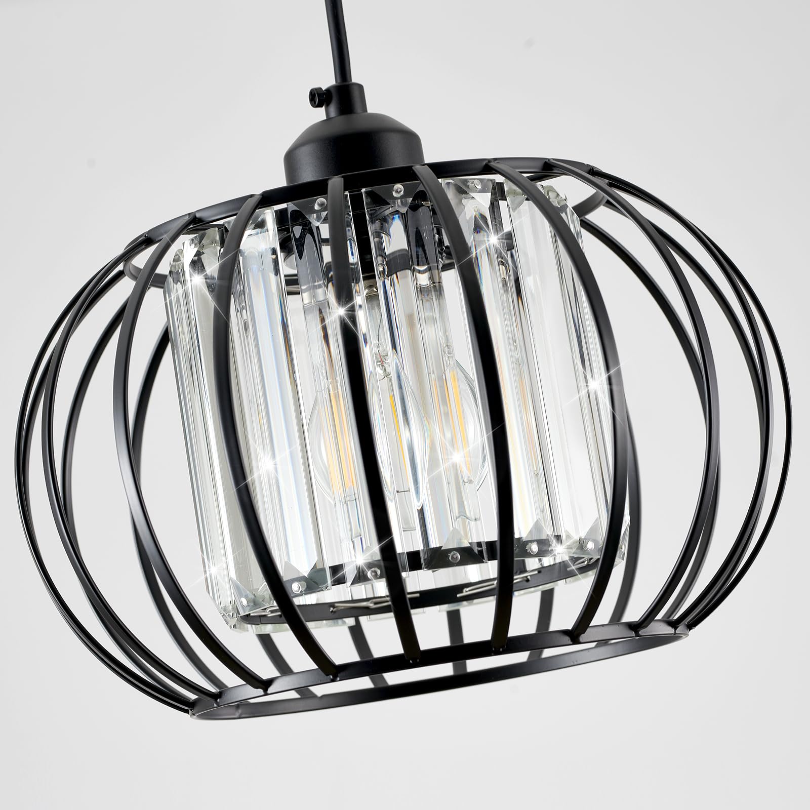 Brushed Pendant Light Fixtures, Modern Crystal Hanging Ceiling Light, Farmhouse Small Chandeliers, Metal Cage Pendant Lighting, Adjustable Pendant Lights Kitchen Island, Hallway