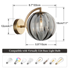 Vintage Glass Wall Sconce Brushed Gold Wall Sconces Mid Century Modern Globe Vanity Light Round Wall Mounted Light Fixture for Bedroom Bathroom Hallway 